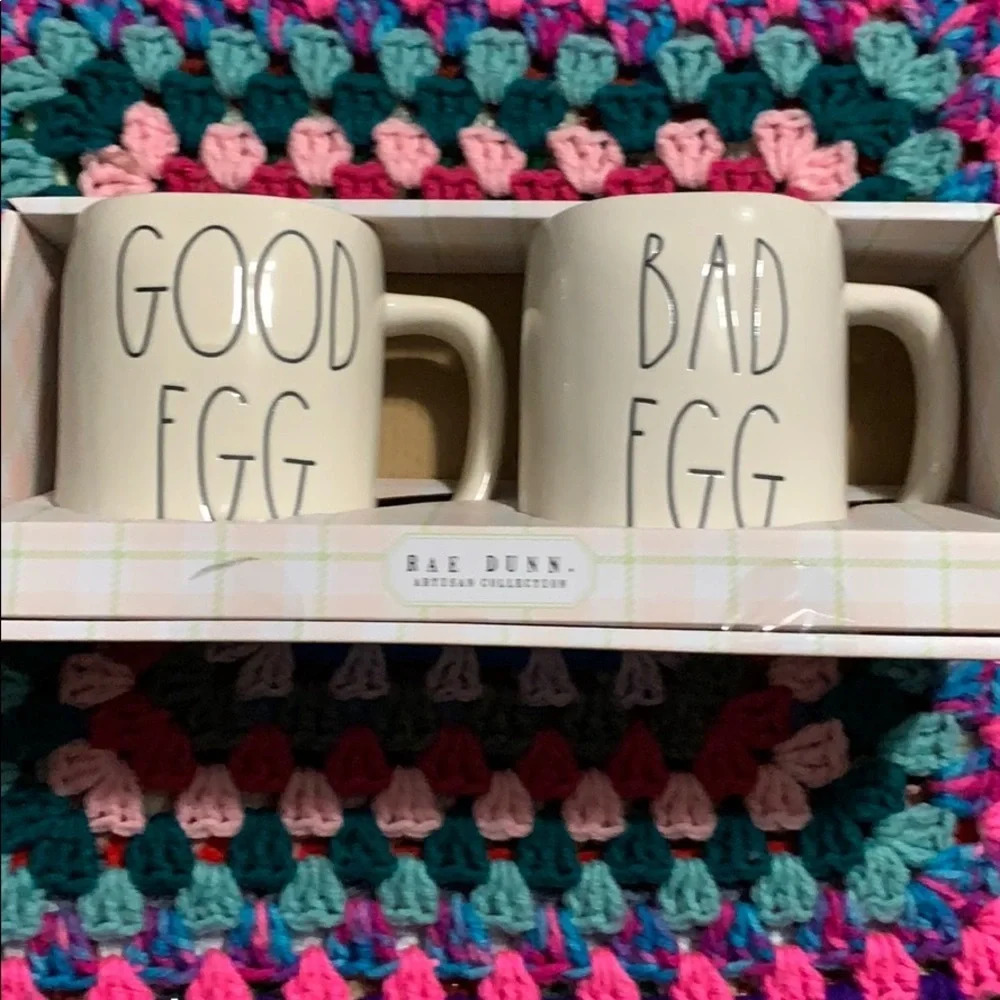 NWT!! Rae Dunn GOOD EGG and BAD EGG mugs